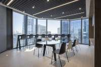 Table de bureau modulaire double poste de travail avec surface en MFC et structure métallique, design moderne pour postes de travail de 4 personnes