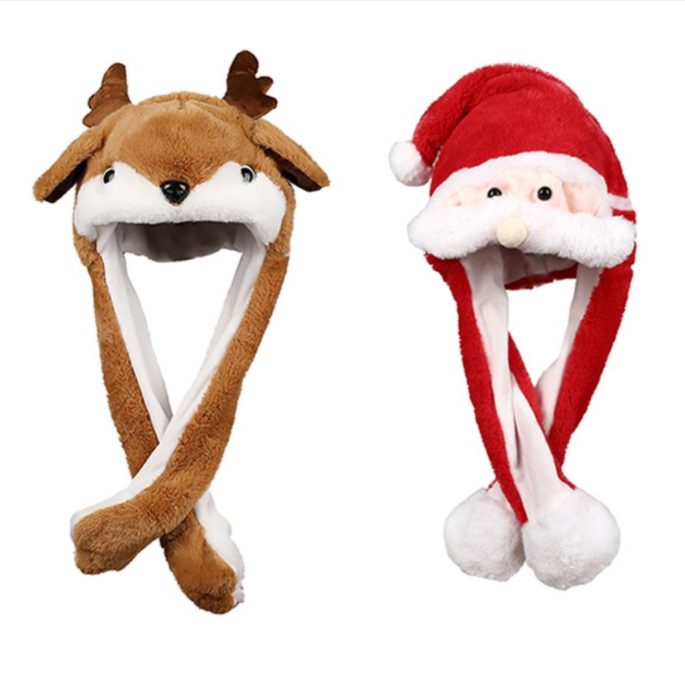 Christmas Hats Moving Ears Cute Deer Toy Hat Airbag Santa Claus hat For Xmas Gift Kids Plush Toy Baby Christmas Gift
