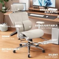 Chaise de bureau ergonomique AJUNION avec soutien lombaire dynamique, appuie-tête et accoudoirs 3D réglables, chaise de jeu pour ordinateur avec siège en mesh