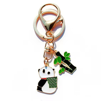 Porte-clés en alliage Panda Pendentif créatif pour sac de couple Conception de voiture Zinc Émail moulé sous pression Logo Porte-clés en métal personnalisé