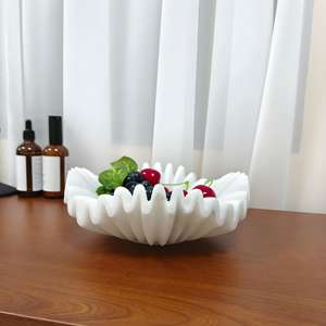 Assiette de fruits en marbre naturel créatif de style français, plateau de rangement de bureau de salon, présentation de fruits haut de gamme d'hôtel - Product Image 2