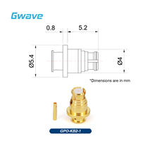 Connecteur RF femelle GPO (SMP) 50 Ohm à soudure, modèle GPO-KB2-1, CuBe plaqué or pour câbles série 086, DC-18GHz Gwave