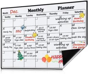 Kit de calendário em seco personalizado, calendário magnético para refrigerador, geladeira menina, quadro branco