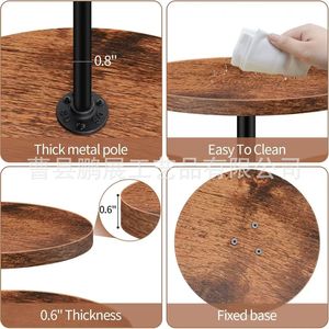 Expositor de madera y hierro de 3 niveles, redondo, color quemado, para almacenamiento de alimentos y pasteles en bodas y fiestas. - Product Image 5