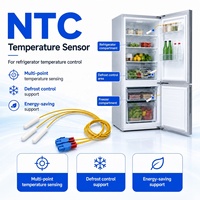 Sonde de température à thermistance NTC 10K 3950 avec câble plat pour la surveillance de la température des joints de porte de réfrigérateur et de congélateur