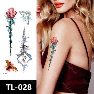 3D Flowers tatuaggi temporanei per le donne Body Art Arm Sketch Tattoo Stickers per donne e ragazze - Product Image 5
