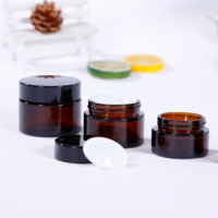 Pot en verre ambré de 5g/10g/15g/20g/50g avec couvercle en plastique, pot à crème en verre, fabricant professionnel d'emballages cosmétiques en stock