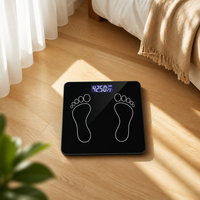 Pèse-personne numérique de salle de bain, plateforme compacte et robuste, pieds antidérapants, miroir en verre, affichage LED, grande capacité
