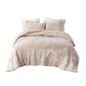 Ensemble de couette réversible Super King/King Size en velours froissé et sherpa, motif floral en coton tissé, style uni pour la maison - Product Image 1