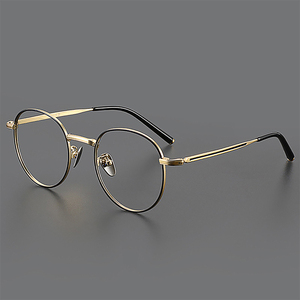 Hbk <span class=keywords><strong>Stylish</strong></span> Vòng Retro Kính đọc sách ánh sáng màu xanh ngăn chặn Titan với Vintage Black logo máy tính sử dụng cận thị optic khung - Product Image 3