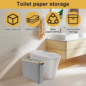 Cestino porta carta igienica KUYUE con coperchio, porta carta igienica in bambù, organizer da <span class=keywords><strong>bagno</strong></span> - Product Image 5