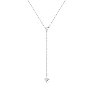 RINNTIN BQN28 Elegante Collar Lariat <span class=keywords><strong>en</strong></span> Plata de Ley 925 Chapado <span class=keywords><strong>en</strong></span> <span class=keywords><strong>Oro</strong></span> de <span class=keywords><strong>14K</strong></span> con Colgante de Estrella del Norte y Perla de Agua Dulce para Mujer - Product Image 2