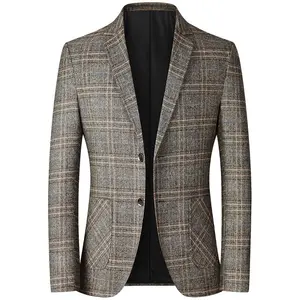 Elegante Blazer a cuadros Chaqueta de traje de negocios para hombres Casual Business 2024 Nueva Chaqueta de traje para hombres de alta calidad