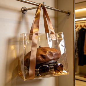 Sac fourre-tout en PVC transparent, imperméable, réutilisable, idéal pour un usage quotidien, les courses, les voyages, la plage, les trajets domicile-travail, le rangement, sac à main élégant et transparent - Product Image 4