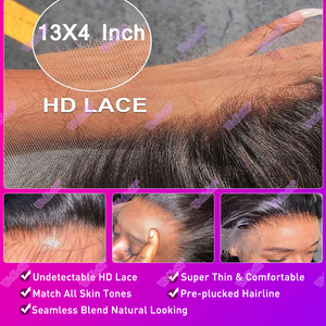 Perruque Lace Frontal Wig brésilienne 13x6, 40 pouces, perruque lace front wig 360 cheveux humains, pre-plucked avec Baby Hair - Product Image 2