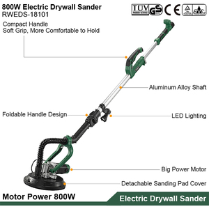 Ponceuse murale électrique 800W <span class=keywords><strong>pour</strong></span> plaques de plâtre, outil industriel de ponçage de surfaces murales et de mastic, avec lumière LED, machine à <span class=keywords><strong>poncer</strong></span> murale portative sur perche - Product Image 3