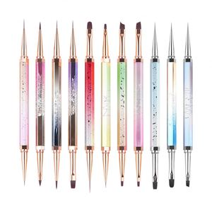 Personnalisation complète, nouveaux pinceaux à ongles hexagonaux antidérapants, entièrement métalliques, à double tête, détachables, colorés - Product Image 1