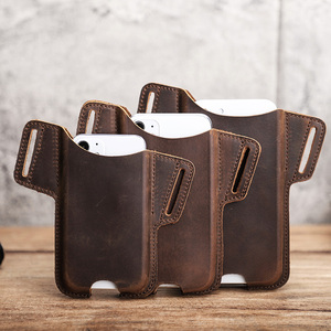 कस्टम लक्जरी चमड़े के फोन केस कमर बैग के लिए टिकाऊ वास्तविक चमड़े का मोबाइल फोन होल्स्टर 5.4 इंच संपर्क परिवार - Product Image 1