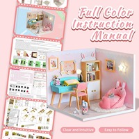 Hamaileon Personnalisez Votre Chambre Exclusive : Kit de Maison de Poupées Miniature en Bois à Monter Soi-Même avec Housse Anti-Poussière et Éclairage LED – Puzzles pour Adultes