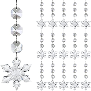 Lot de 18 pendentifs décoratifs en acrylique en forme de flocons de neige et de glaçons pour l'hiver - Product Image 5