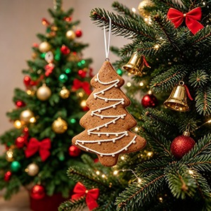 Ornement <span class=keywords><strong>de</strong></span> sapin en pain d'épices avec lumières blanches, décoration suspendue en pâte à modeler pour sapin <span class=keywords><strong>de</strong></span> <span class=keywords><strong>Noël</strong></span> - Product Image 3