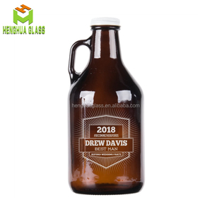 Tùy Chỉnh Logo 32 Oz 64Oz Amber Glass Bia Growler Chai 1/4 1/2 Gallon Glass Jug 1L 2L Bia Chai Thủy Tinh Có Tay Cầm - Product Image 3