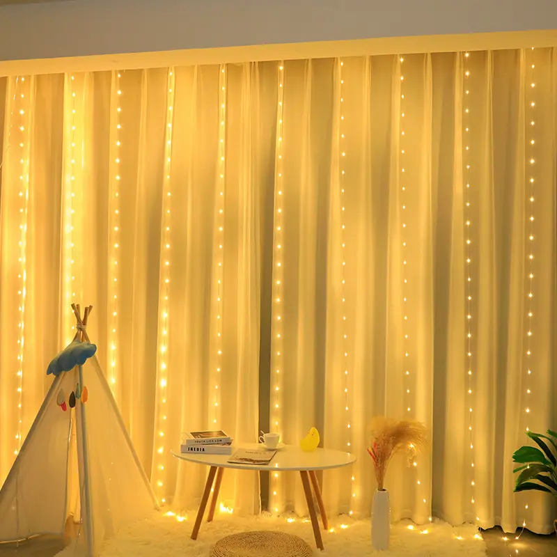 Lampu Led dekorasi tali tirai jendela dinding DIY pintar