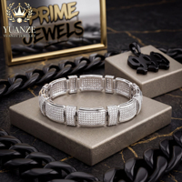 Bracelet Hip Hop entièrement serti de pierres, en argent S925, avec maillons rectangulaires en moissanite, pour hommes, vente en gros de bijoux