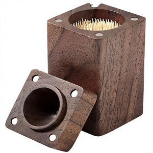 Handmade Eco-Friendly Durable Wooden Toothpick Holder <b>Rustic</b> Square Design Natural Wood Table Decor Kitchen Accessory for - Product Image 1