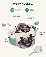 Sac de sport léger en polyester pour femme avec poches pour bouteille d'eau et tapis de yoga, résistant à l'eau, pour les voyages et l'usage quotidien