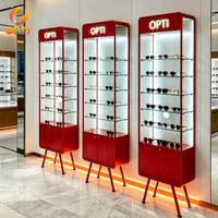Vitrine de présentation de lunettes de luxe en bois avec éclairage LED, mobilier d'exposition optique pour magasin de détail
