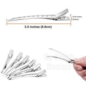 Venta al por mayor de fábrica: 12 pinzas de acero inoxidable tipo pico de pato para salón, pinzas plateadas para seccionar el cabello. - Product Image 4