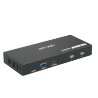 Conmutador KVM HDMI 4K 2 en 1 con Control de 2 PC, 1 KBM, HUB USB 3.0, Detección Automática de Alimentación Tipo-C, Conmutador de Panel/Escritorio