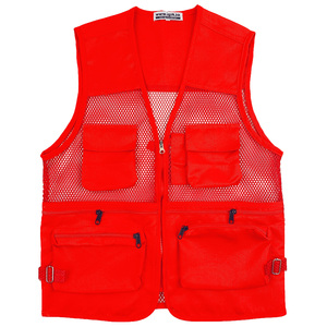 Gilet en maille Double avant et arrière pour hommes, veste de journal décontractée en plein air, gilet de pêche multi-poches en filet pour hommes - Product Image 1