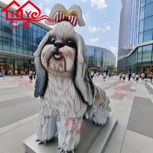 Patung anjing Maltese serat kaca besar ramah lingkungan hewan peliharaan lucu realistis tampilan lanskap komersial luar ruangan kerajinan Resin FRP - Product Image 1
