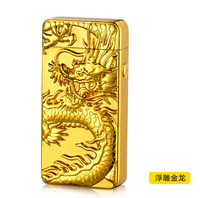 Briquet à double arc USB avec dragon en relief, rechargeable, coupe-vent, personnalité créative, homme, impulsions, support de téléphone électronique