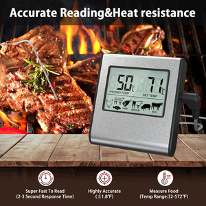 Thermomètre de cuisine numérique pour viande de barbecue pour four avec minuterie Sonde de <span class=keywords><strong>cuisson</strong></span> pour viande Aliments - Product Image 3