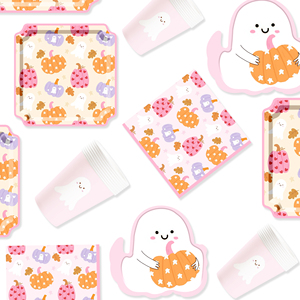 ชุดอุปกรณ์บนโต๊ะอาหารน่ารักสำหรับงานปาร์ตี้ฮาโลวีน DAMAI ลายฟักทอง จานกระดาษ และแม่พิมพ์ผี สำหรับอุปกรณ์ตกแต่งฮาโลวีน สำหรับแขก 8 ท่าน - Product Image 2