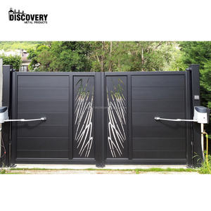Villa siyah dış alüminyum Driveway kapıları salıncak kapısı çift salıncak kapısı otomatik açık alüminyum kapı giriş için - Product Image 2