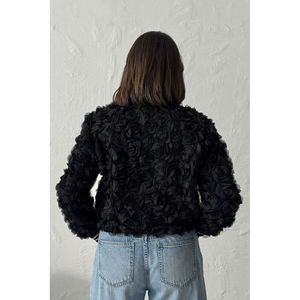 Manteau d'hiver Topshow réversible à motif rose, vestes zippées taille XL, tissu en polyester cristallin long et amovible - Product Image 5