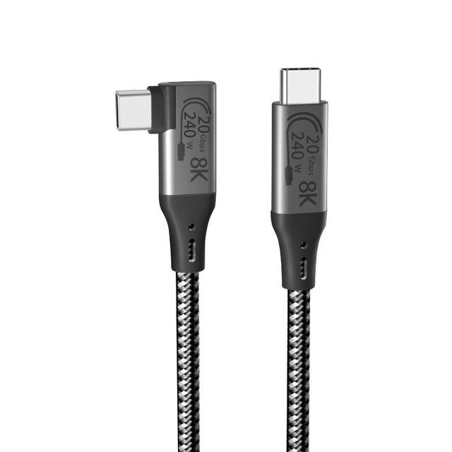 USB4 C-C 90 Degree Male Male 8K60Hz Video 48V 5A Data Transmission PD240W Fast Charging Type-C for Computer Right-Angle