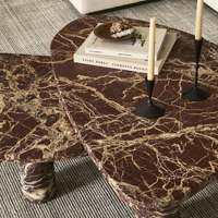 SH STONE Kundenspezifische Hochwertige Natur-Dekor Wohnzimmer Steinmöbel Roter Marmor Couchtisch-Set mit 2 Tischen