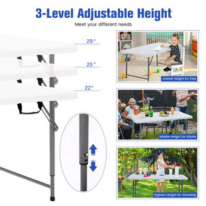 Mesa Dobrável Portátil de Plástico para Exterior, Altura Ajustável, Mesa de Camping e Piquenique - Product Image 4
