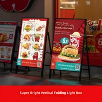 Boîte lumineuse publicitaire LED en verre trempé avec cadre en aluminium rectangulaire coulissant