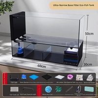 Aquarium en verre ultra-transparent avec cadre ultra-fin, système de filtration et d'oxygénation intégré pour aquarium de salon