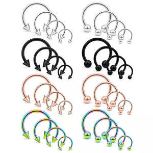 OUKE Khuyên Xỏ Hình Tròn 6/8/10Mm 16G Thời Trang Khuyên Xỏ Lỗ Hình Móng Ngựa Khuyên Xỏ Lỗ Mũi Khuyên Mũi Bằng Thép Không Gỉ - Product Image 1