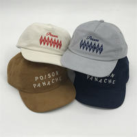 Hoge Kwaliteit Corduroy Stof Geborduurd Logo Licht Rand 5 Panel Corduroy Vader Cap