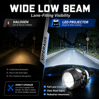 Phares LED automobiles universels à rétrofit, lentille de projecteur Bi-LED 2,5 pouces améliorée, 6 cœurs, 6000K, 12V 24V, faisceau haut et bas