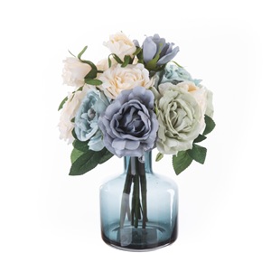 CallaFloral Ramo de Rosas Artificiales Azul Príncipe, Decoración Impermeable para Bodas y Hogar, 3 Piezas - Product Image 5