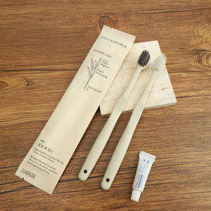 Kit d'articles de toilette d'hôtel 100% naturel, kit dentaire en paille, bonnet de douche en amidon de riz, jetable, portable, écologique, voyage - Product Image 2